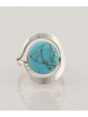 Sterling Silver Natural Turquoise Ring Size 7 ATI Mexico